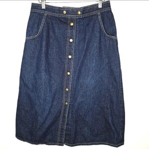 Vintage St Moritz Jean Skirt Size Small Snap Up Midi Western Festival 70s Retro